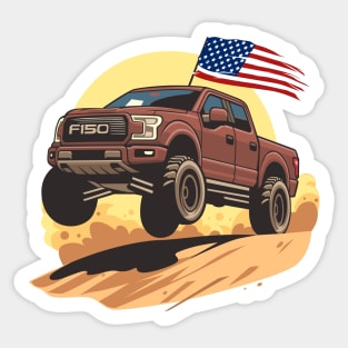 F150 car truck offroad jump on desert brown Sticker